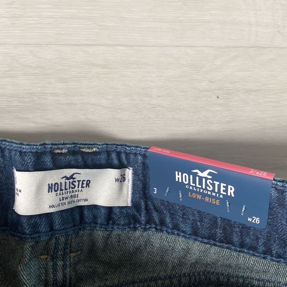 HOLLISTER LOW-RISE BELTED DENIM MINI SKIRT DARK WASH NWT - Picture 7 of 8